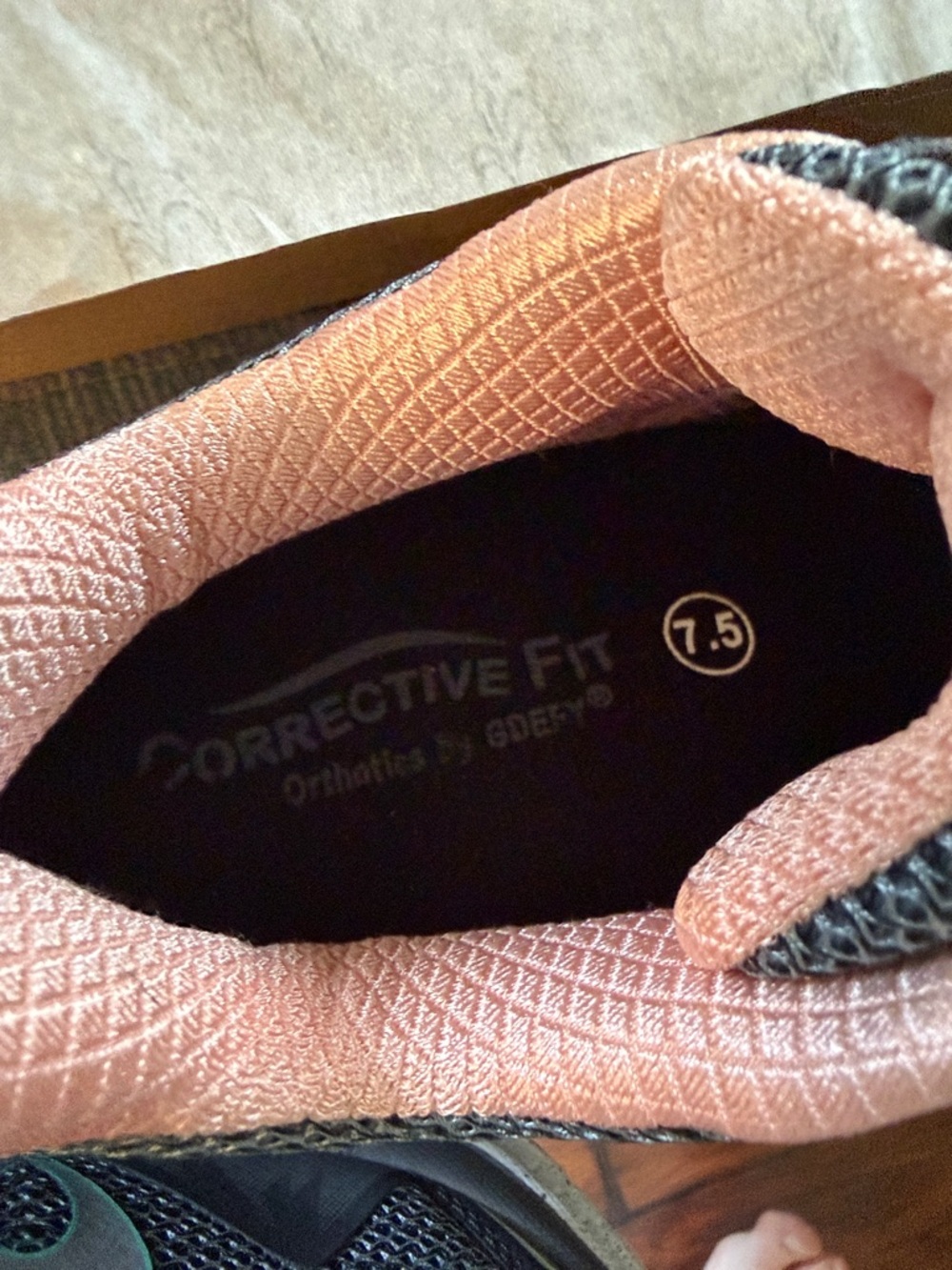 Gdefy Gray Mesh Walking Shoes with Coral and Mint Accents - Picture 2 of 7